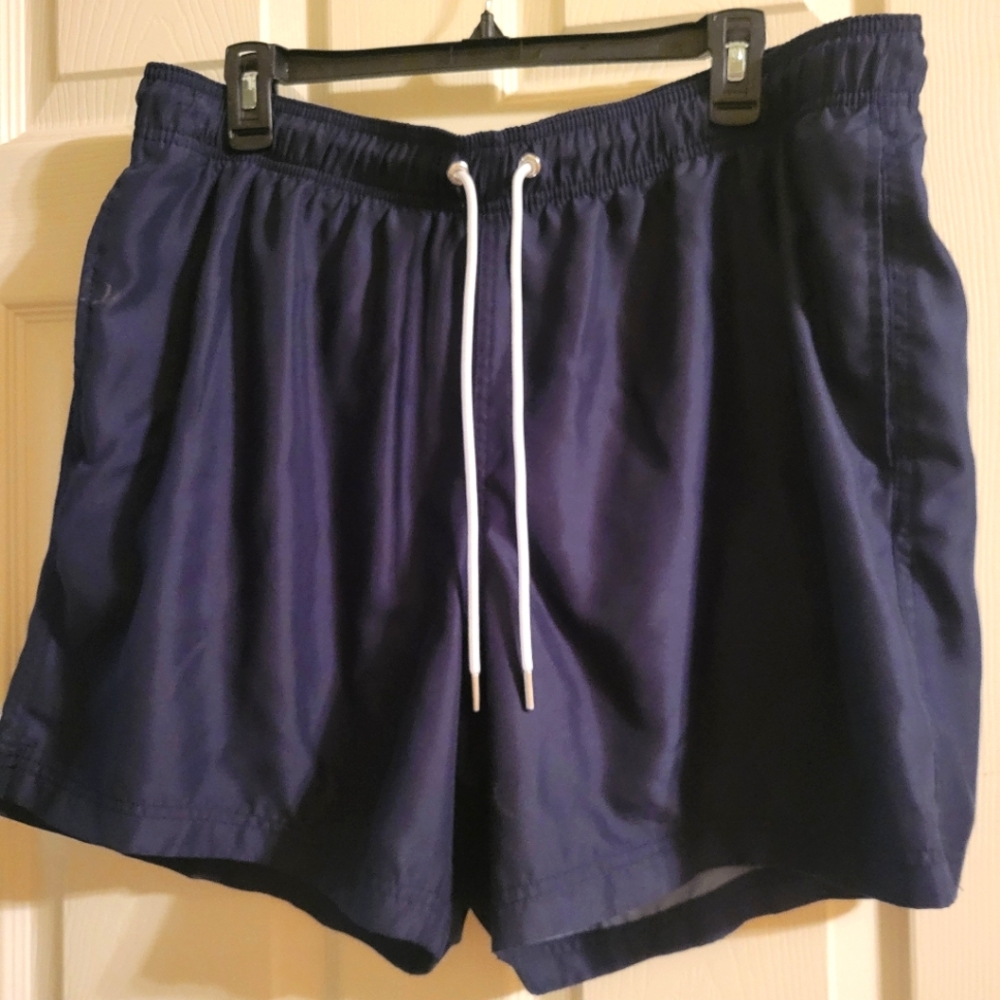 Lands End NWOT Navy blue swimsuit board short bathing suit Mens size XL 40-42
